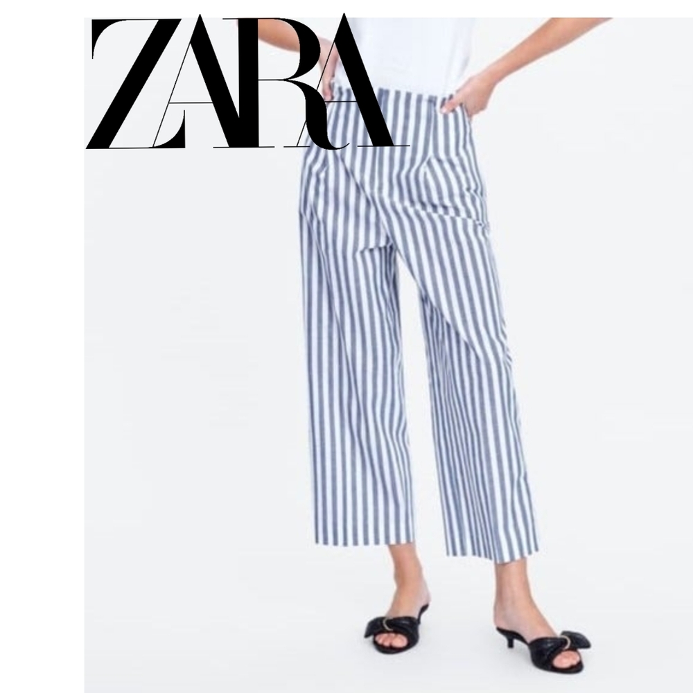 ⭐ Zara Striped Wide Leg Pleated Pants